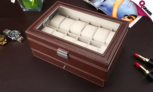 12-Piece Watch & Jewelry Organizer - with Lock & Key!